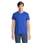 Branded V-Neck T-Shirt in Blue