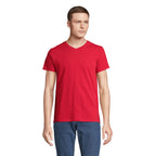 Branded V-Neck T-Shirt in Red