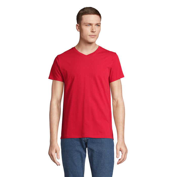 Branded V-Neck T-Shirt in Red