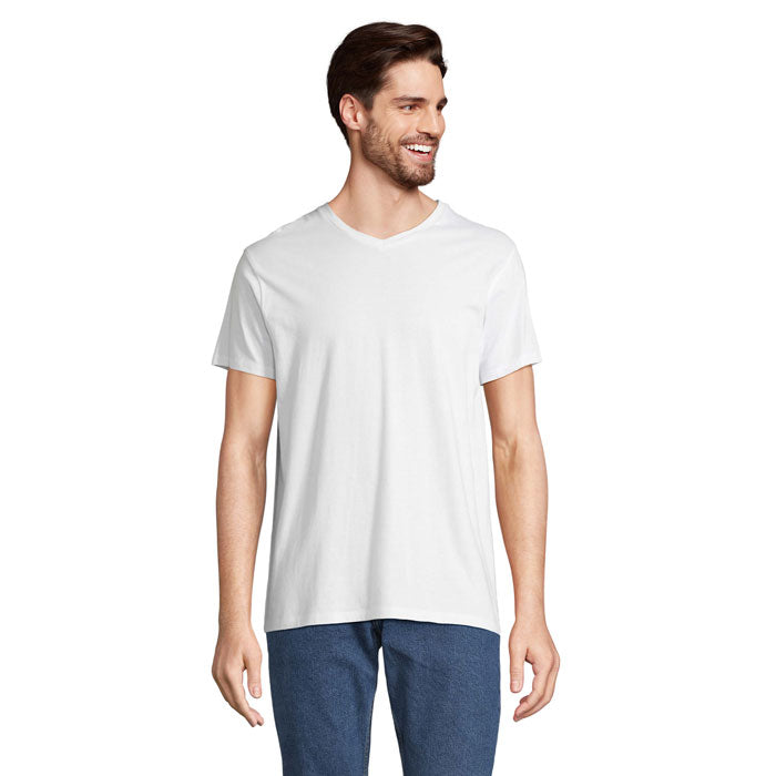 Branded V-Neck T-Shirt in White
