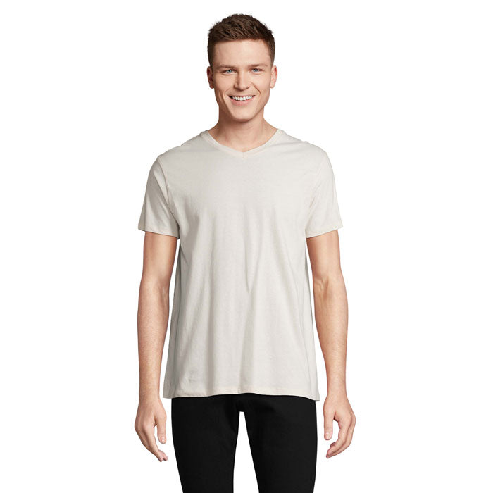 Branded V-Neck T-Shirt in White