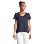 Branded V-Neck Women's T-Shirt in Blue