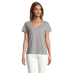 Branded V-Neck Women's T-Shirt in Grey