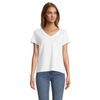Branded V-Neck Women's T-Shirt in White