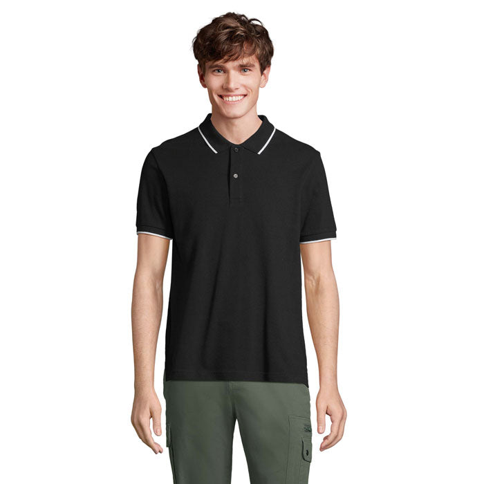 Branded Contrast Stripe Polo Shirt colour option BC