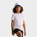 Model wearing a branded kids sports t-shirt