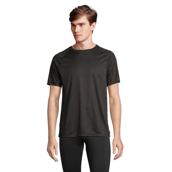 Branded Recycled Raglan T-Shirt in Black