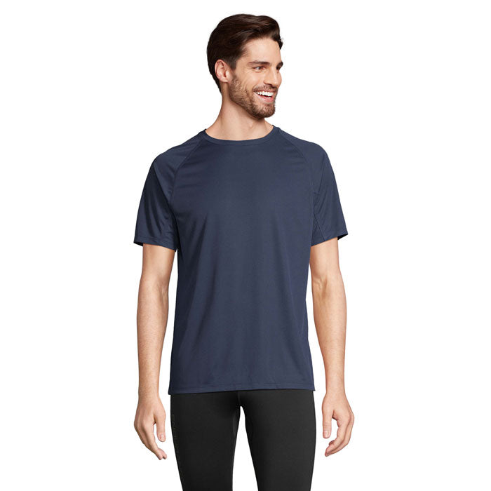 Branded Recycled Raglan T-Shirt in Blue