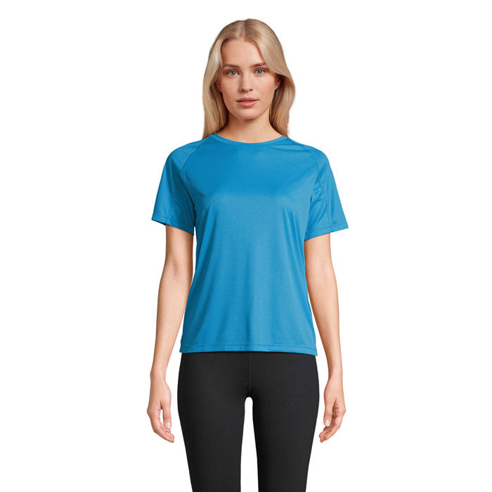 Branded Recycled Raglan Women's T-Shirt in Blue