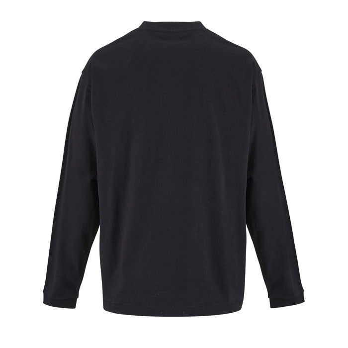 Black branded recycled oversized long sleeve t-shirt, back view