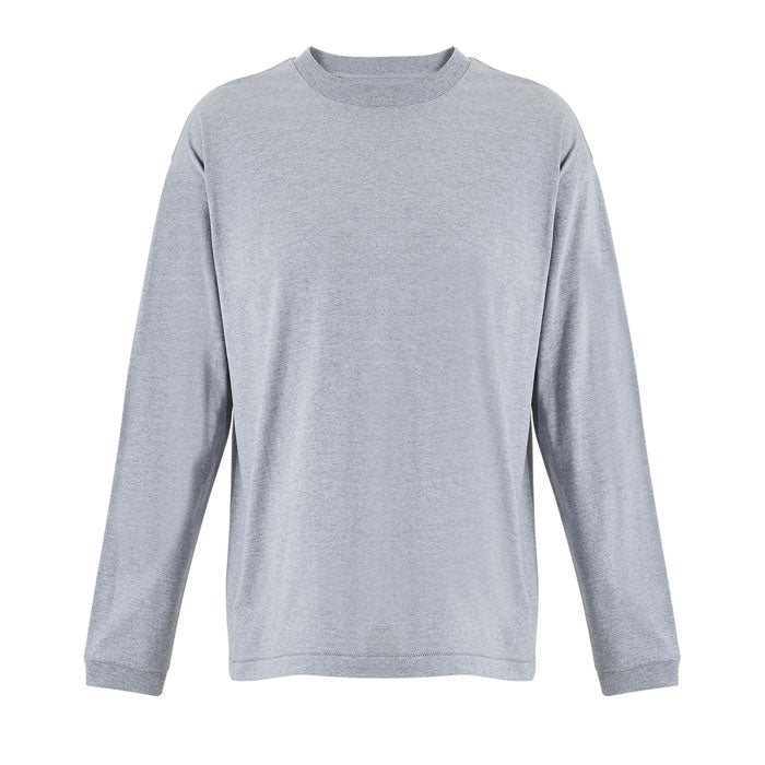 Branded Recycled Oversized Long Sleeve T-Shirt in Grey