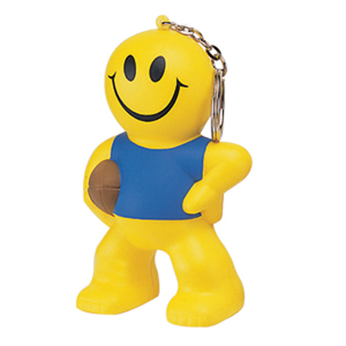 Branded Smiley Rugby Man Stress Toy Keyring