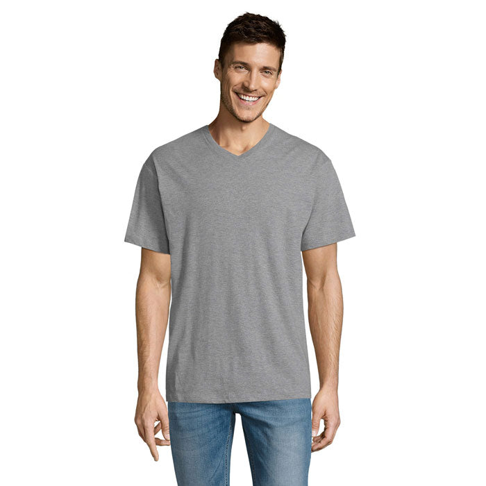 Branded Value V-Neck T-Shirt in Grey