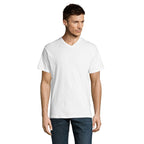 White branded value V-neck t-shirt, front view