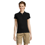 Branded Heavyweight Women's Polo Shirt in Black