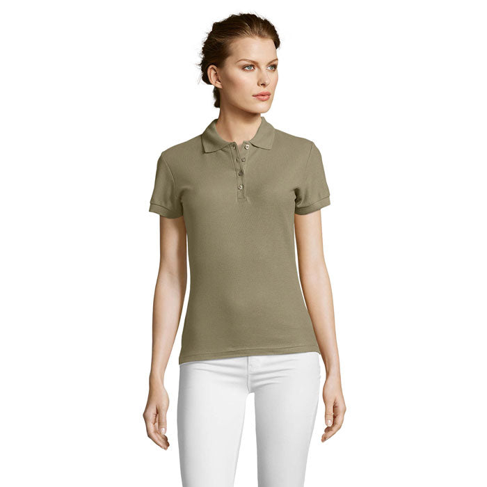 Branded Heavyweight Women's Polo Shirt in Green