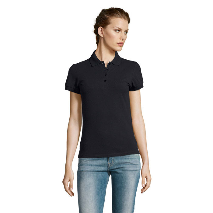 Branded Heavyweight Women's Polo Shirt in Blue