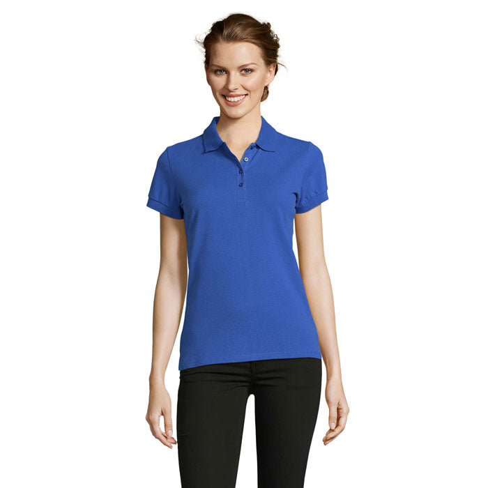 Branded Heavyweight Women's Polo Shirt in Blue