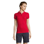 Branded Heavyweight Women's Polo Shirt in Red