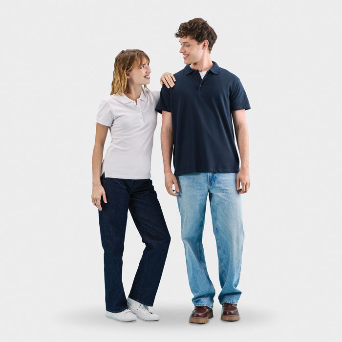Branded Heavyweight Women's Polo Shirt in use