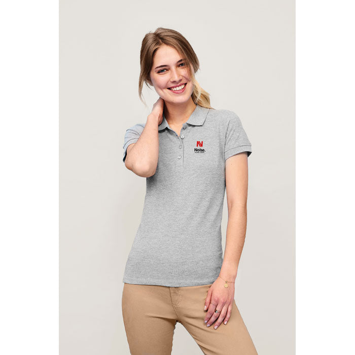 Branded Heavyweight Women's Polo Shirt in use