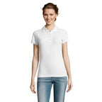 White heavyweight women's polo shirt, front view