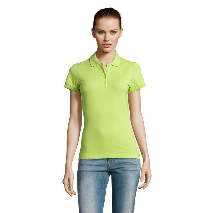 Branded Four Button Women's Polo Shirt in Green