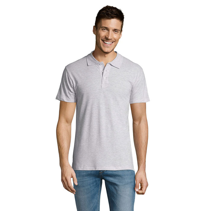 Branded Lightweight Men's Polo Shirt in Grey
