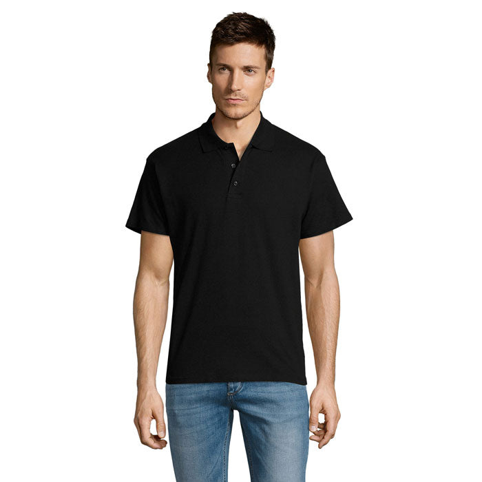 Branded Lightweight Men's Polo Shirt in Black