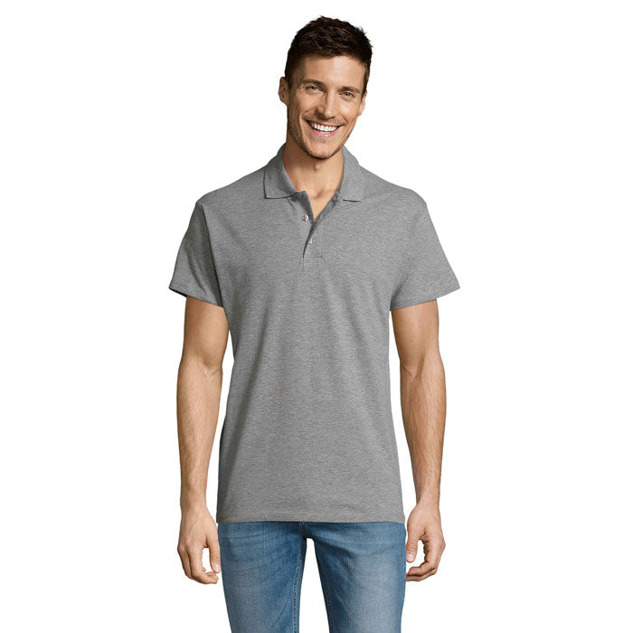 Branded Lightweight Men's Polo Shirt in Grey