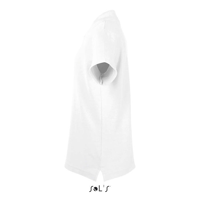 White kids polo shirt, side view