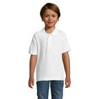 White kids polo shirt, front view