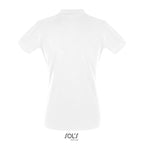 White premium women's polo shirt, back view