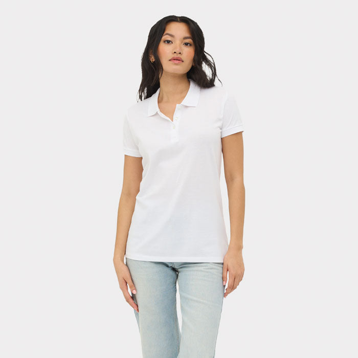 Branded Premium Women's Polo Shirt in use