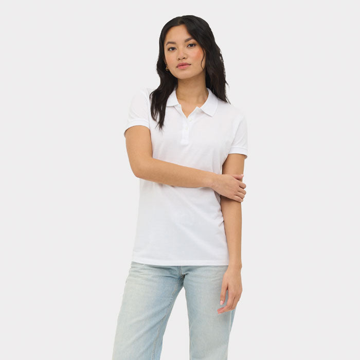 Branded Premium Women's Polo Shirt in use