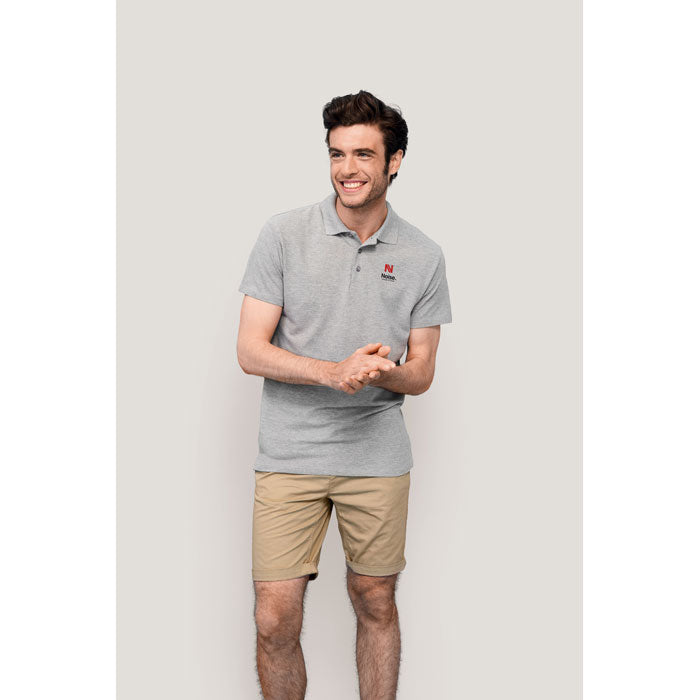 Branded Oeko-Tex Men's Polo Shirt in use