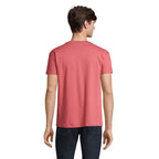 Pink branded unisex t-shirt, back view