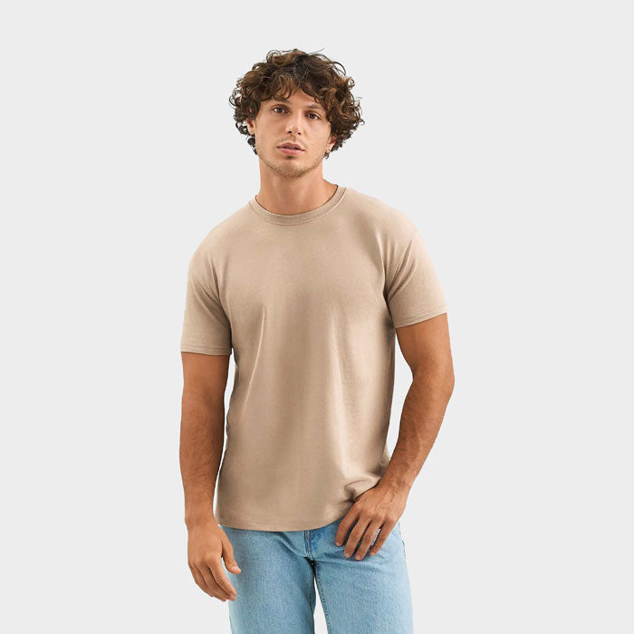 Model wearing a branded unisex t-shirt