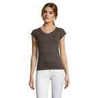 Branded Fitted V-Neck Women's T-Shirt in Grey