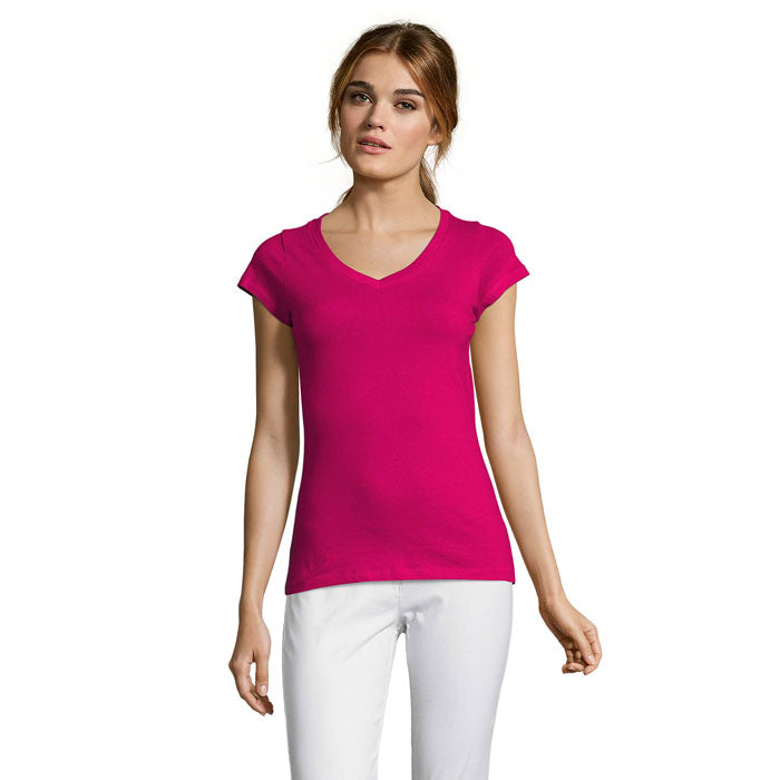 Branded Fitted V-Neck Women's T-Shirt colour option FU