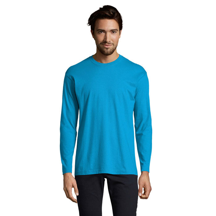 Branded Long Sleeve T-Shirt in Blue