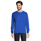 Blue branded long sleeve t-shirt, front view