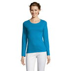 Branded Fitted Long Sleeve Women's T-Shirt in Blue