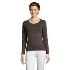 Branded Fitted Long Sleeve Women's T-Shirt in Grey