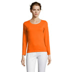 Branded Fitted Long Sleeve Women's T-Shirt in Orange