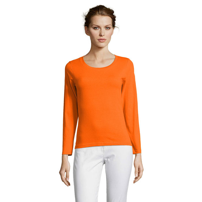 Branded Fitted Long Sleeve Women's T-Shirt in Orange