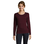 Branded Fitted Long Sleeve Women's T-Shirt in Grey