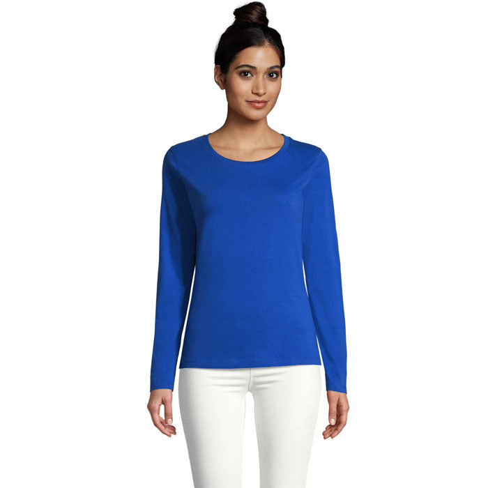 Branded Fitted Long Sleeve Women's T-Shirt in Blue