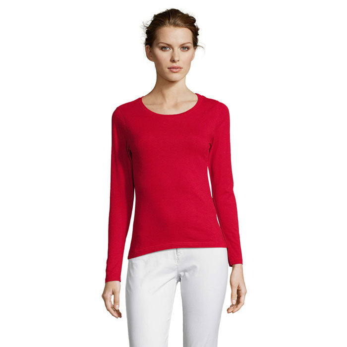 Branded Fitted Long Sleeve Women's T-Shirt in Red