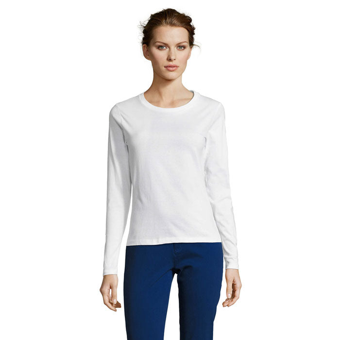Branded Fitted Long Sleeve Women's T-Shirt in White